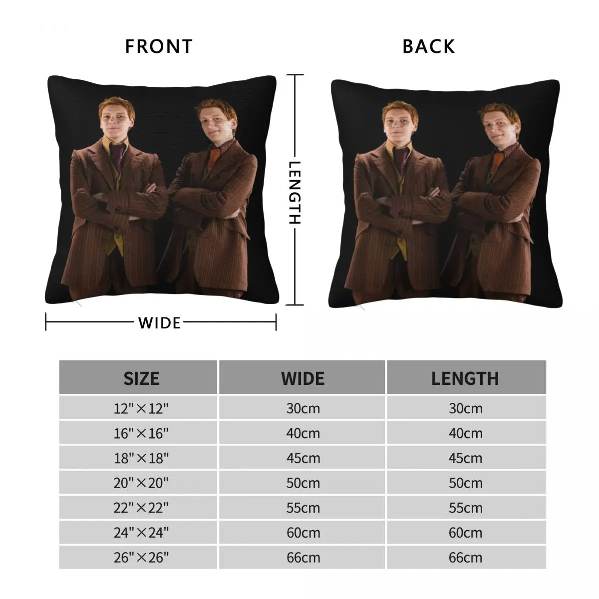 Fred And George Weasley Square Pillowcase Polyester Linen Velvet Creative Zip Decorative Pillow Case Home Cushion Cover 45x45