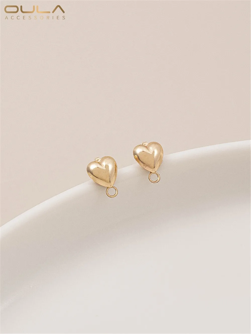 14K Gold-Color Plated Heart-shaped Water Drop Shell with Hanging Earrings Diy Handmade Earrings Jewelry Earrings Accessories