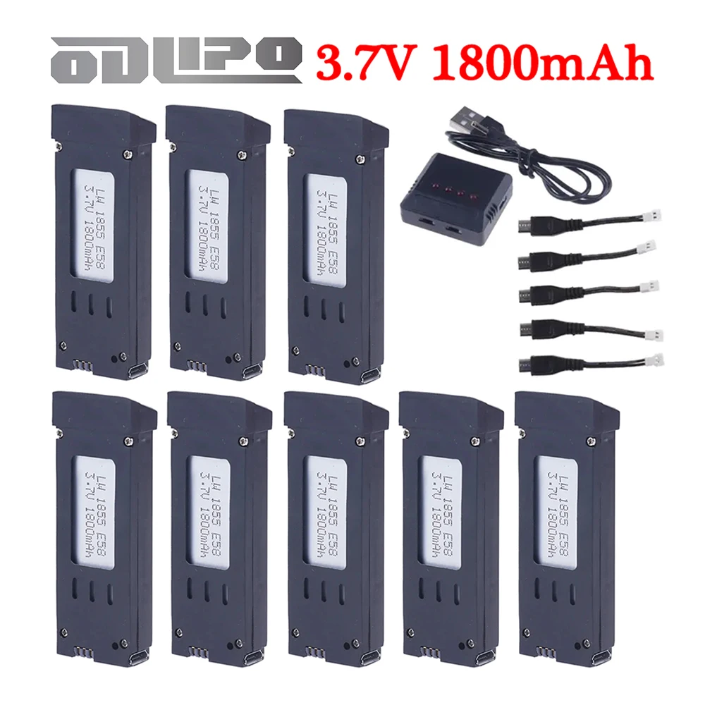 Upgraded 1800mAh 3.7V RC Drone Rechargeable Battery For E58 E68 JY019 S168 JD19 998PRO Quadcopter Spare Parts Accessories 850mAh