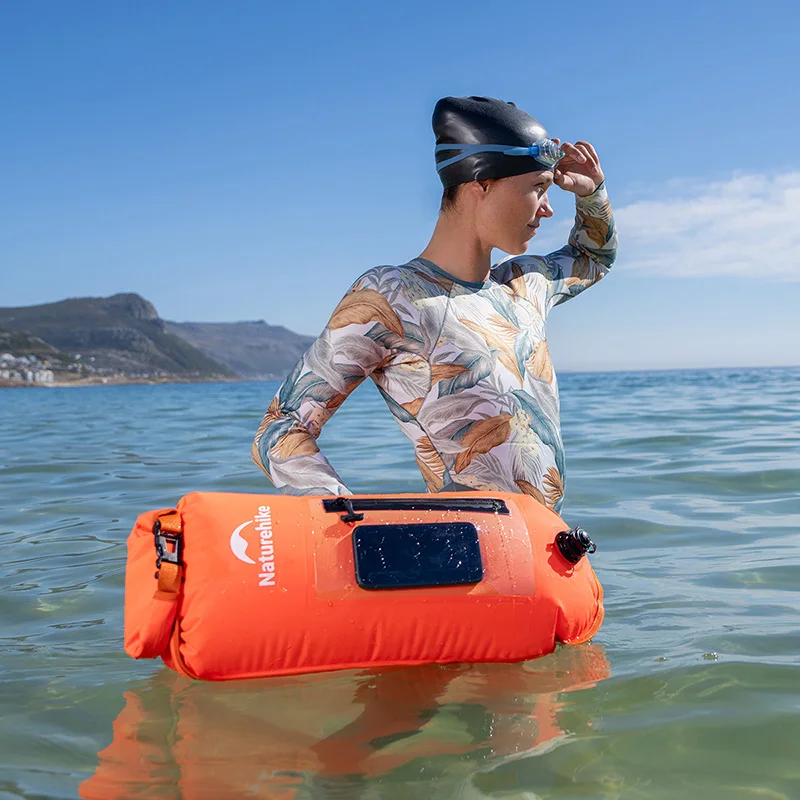 Naturehike 2026 Upgraded Inflatable Open Swimming Buoy Tow Float Dry Bag Double Air Bag Swimming Beach Water Sports Dry Bag