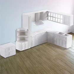 1:25 Dollhouse Kitchen Cabinet Miniature ABS Plastic Display Furniture for Interior Model Collectible Hobby Craft Assembly Kit