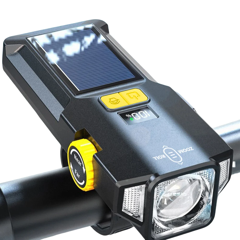

Solar Bike Front Light USB Rechargeable Super Bright Bike Light 4000mAh High Brightness Bike Flashlight Bicycle Accessories