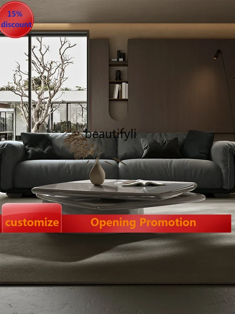 

ss7304Coffee Table Rotatable Living Room Home Small Apartment Double-Layer Square Tea Table High Sense