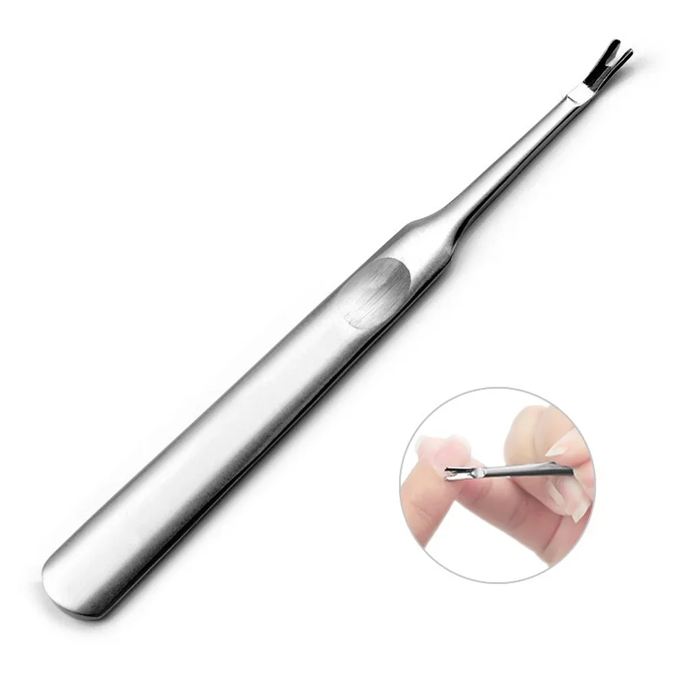 Stainless Steel Cuticle Remover Silver Dead Skin Cuticle Pusher Trimmer Pedicure Nail Tools Thickened Concave Handle Push Knife