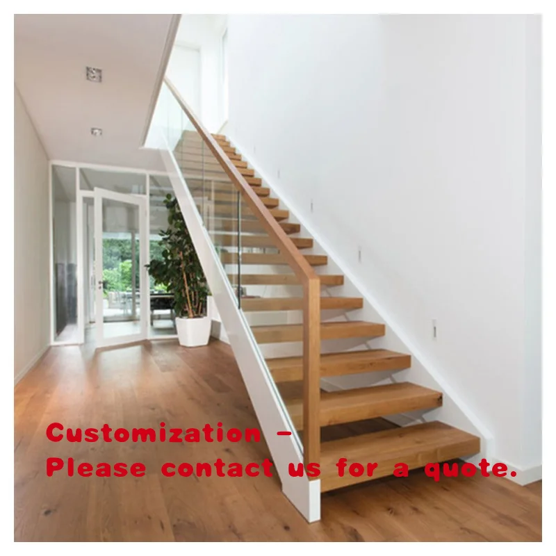 custom.Prima Straight Staircase Customized Floating Staircase with Glass/Stainless Steel  Railing Indoor