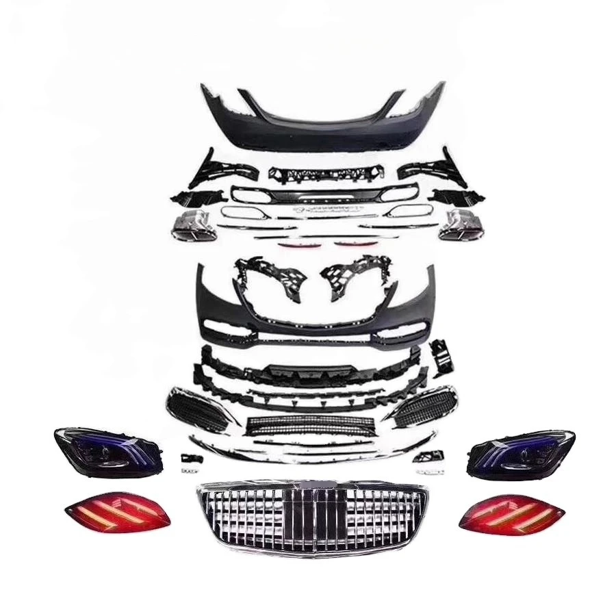 S-class W222  to MAY Style Body Kit Full Set  with Head Lamp Tail Light Front Lip Bumpers Grille S560 S450 S500 S320  Car Kits
