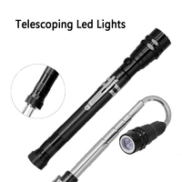 1Piece Pick-Up Tool Magentic Head Telescopic 360 Degree Flexible LED Flashlight Torch Lamp 3 Led Light For Screws Bolts Picking