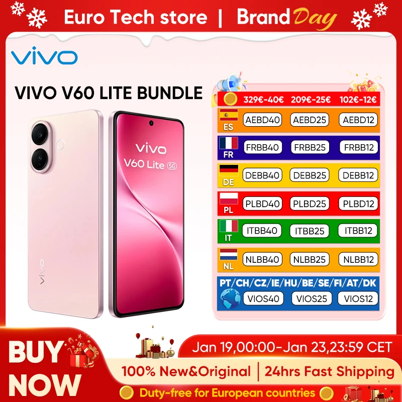 VIVO V60 LITE BUNDLE Version mondiale Smartphone 5G MediaTek Dimensity 7360-Turbo 6500mAh 90W 6,77 VIVO V60 LITE BUNDLE Version mondiale Smartphone 5G MediaTek Dimensity 7360-Turbo 6500mAh 90W 6,77