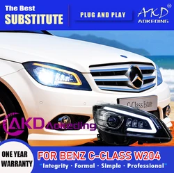 AKD Head Lamp for Benz W204 LED Headlight 2007-2011 Headlights c200 c260 c300 DRL Turn Signal High Beam Angel Eye Projector Lens