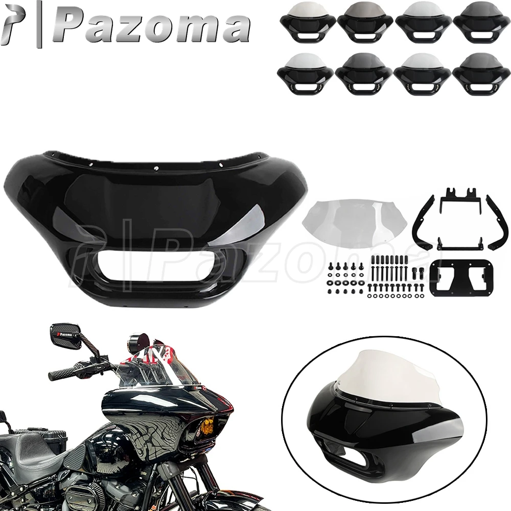 Smoke Clear Windshield Fairing Cover Motorcycle Club Style Front Shark Headlamp Cowl For Harley Softail Fat Bob FXFB FXFBS 2018+