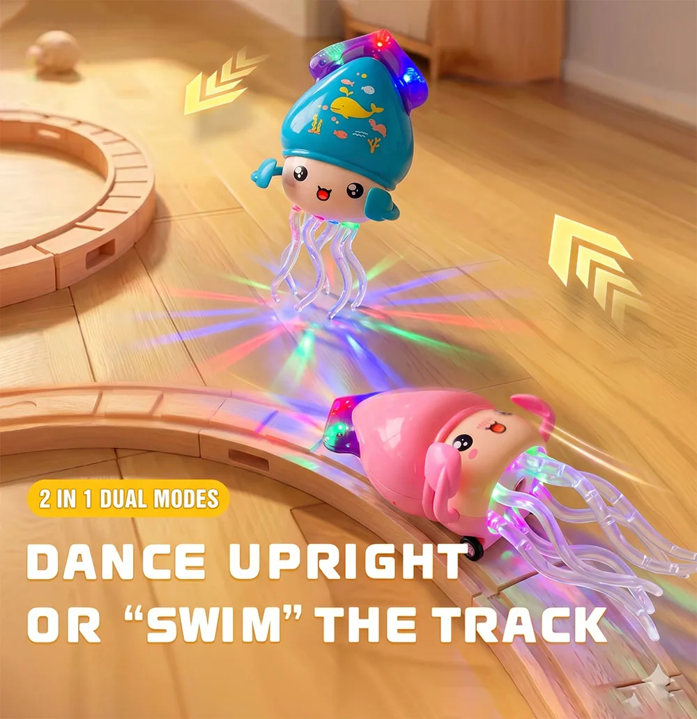 Juguetes de Calamar Eléctrico Bailarín para Niños con Sonido y Luces, Simulación de Pulpo que Evita Obstáculos, Juguete Interactivo Divertido para Bebés