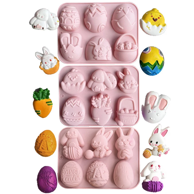 1pc 2024 Easter Bunny Silicone Mold 3D Egg Chocolate Mould Jelly Pudding Cute Rabbit Shape Easter Party Cake Decorating Tool