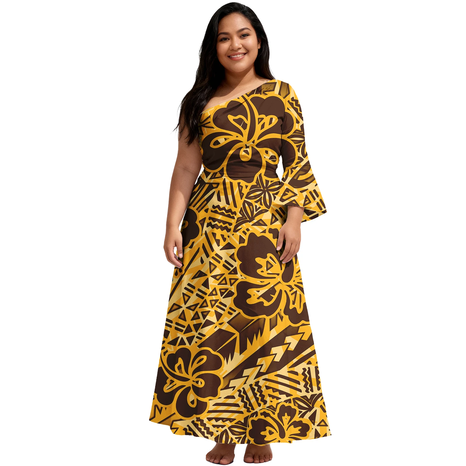 2026年プロムイブニング カスタムレディース服 サモア部族デザイン レディースドレス ハワイアン エレガント アロハドレス ポリネシア女性用ドレス