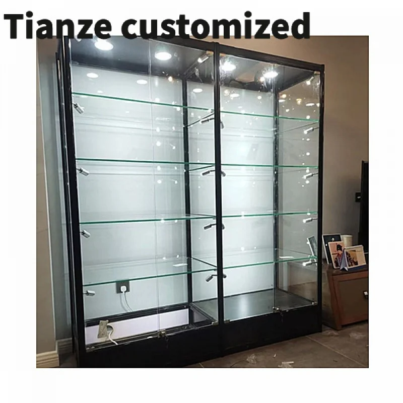 

Customized-flat pack store display retail shop glass showcase with lighting