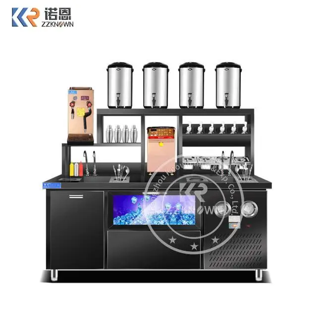 High Quality Commercial 304 Stainless Steel Full Set Boba Tea Machine Work Table Bubble Tea Bar Counter For Sale