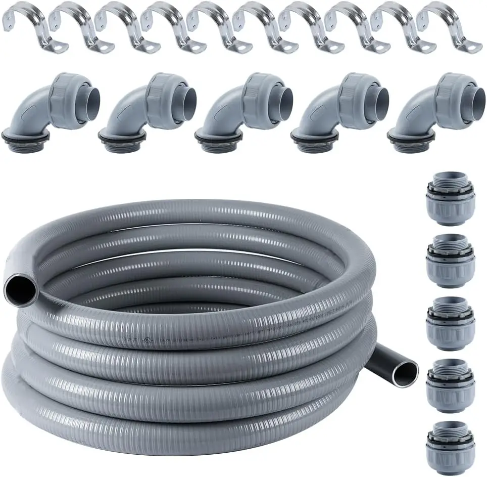 

Liquid-Tight Conduit 1-1/4 Inch 25ft, Electrical Conduit W/UL Certification, Flexible Conduit Gray