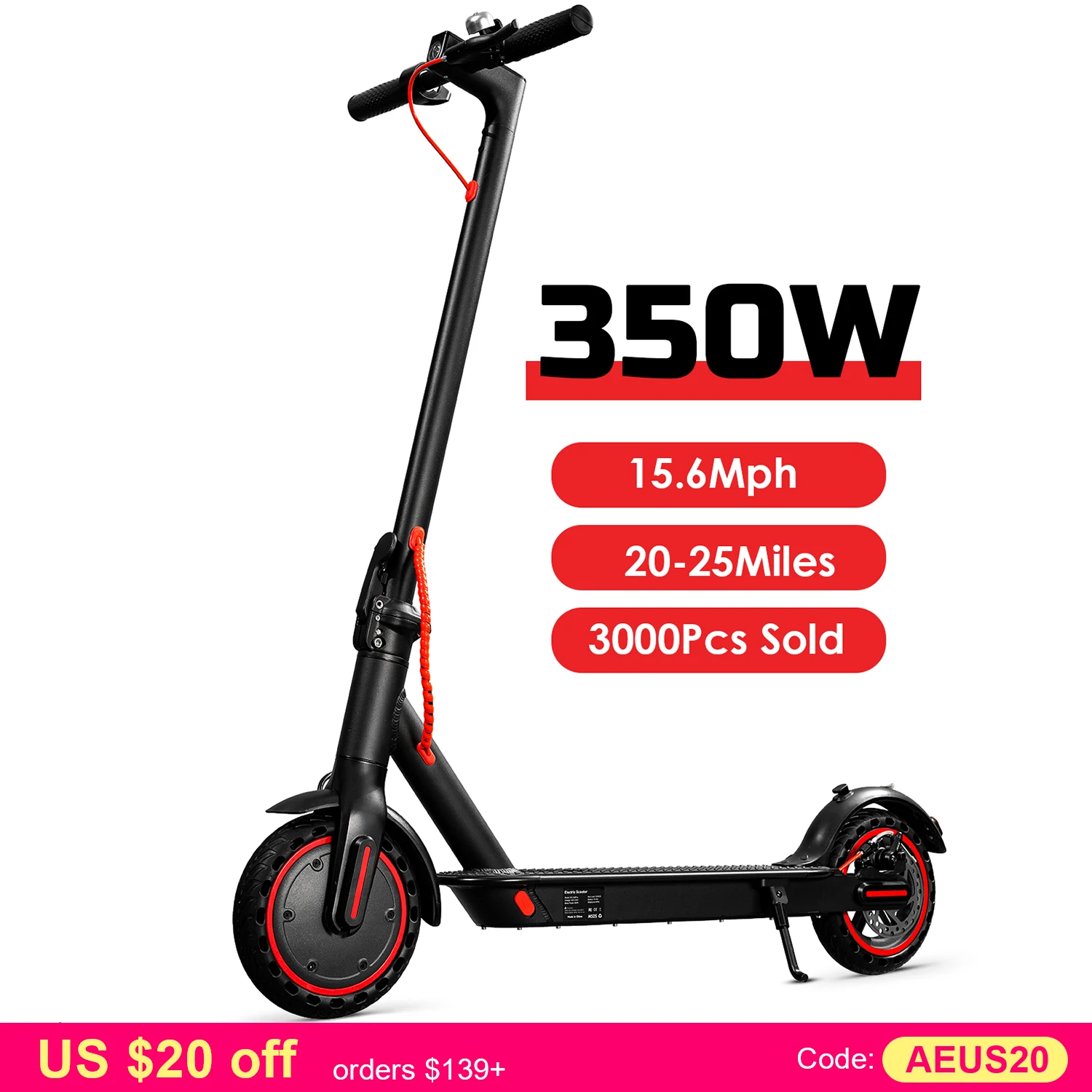 HEZZO 36v 350W 10.4Ah 15.6MPH Electric Scooter Adult HS-04Pro 8.5