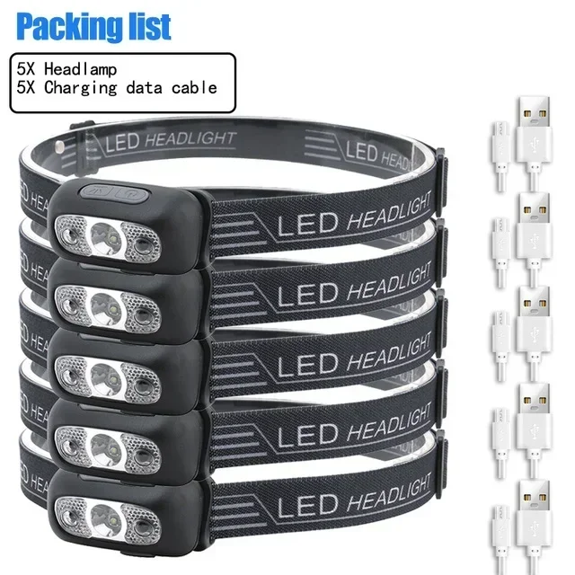 Heinast Mini Scheinwerfer Starke Licht Led Nacht Angeln Leistungsstarke Taschenlampe Kopf Lampe Im Freien Wasserdichte Camping Tragbare LED Sensor Scheinwerfer 3