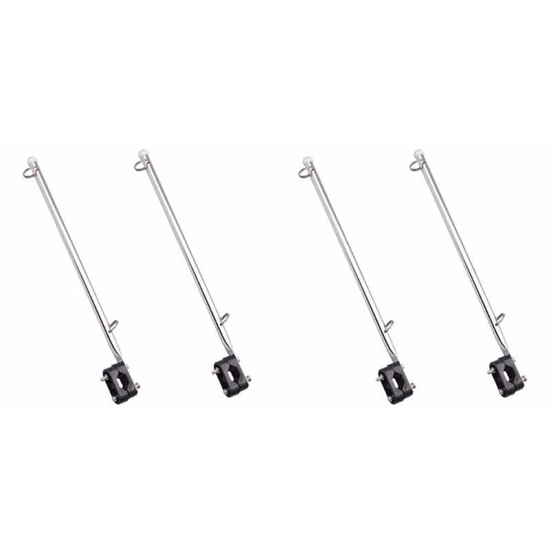 4Pcs 14 Inch Flag Pole Holder Stainless Steel 7/8 Inch 1 Inch Rail Mount For Boat/Yacht