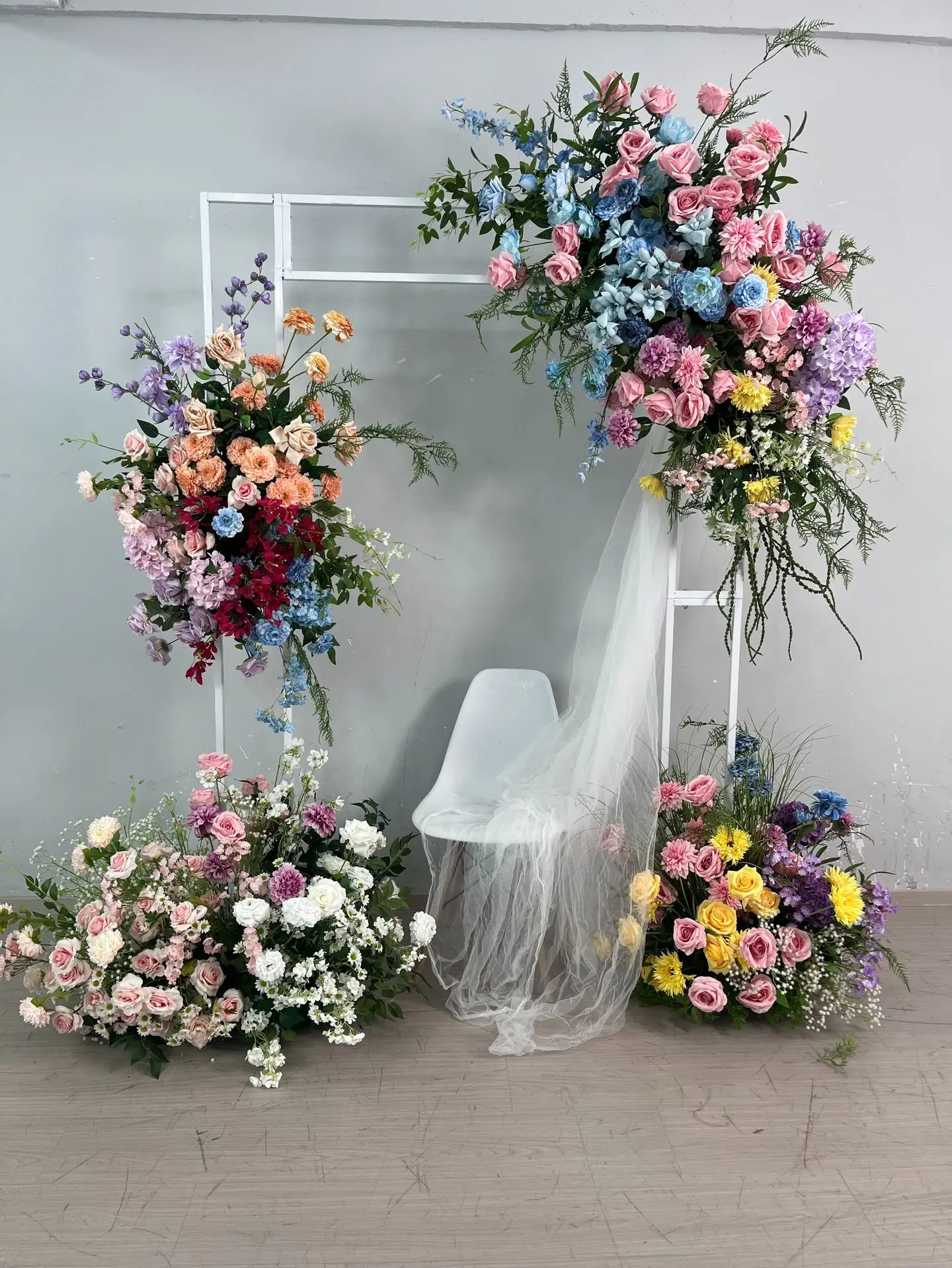 Künstliche Morandi-Farbige Blumenkugel für Hochzeitsbühnen, KT-Board-Hintergrundwand, Blumendekoration, Kunstblumen für Events und Partys, Großhandel – Detail 2