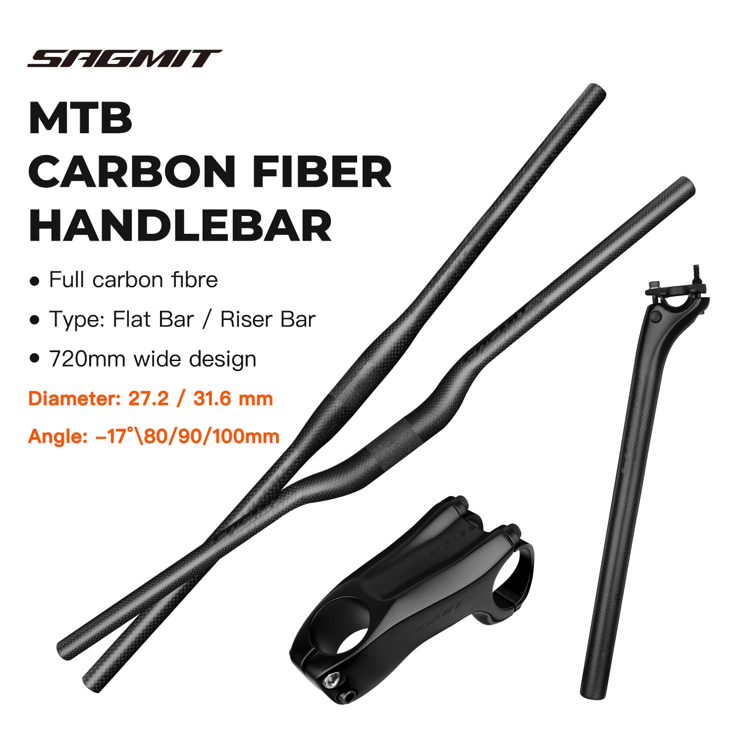 BOLANY Carbon Fibre Mtb Handlebars 720mm Ultra-light 156g For Mountain Bike Reduce Resistance Bike Handlebar