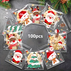 Sealed Christmas Bags, Disposable Sweets and OPP cookies, festive cartoon, holiday gift, 100pcs 10 Main Sales Packaging Christmas - №4