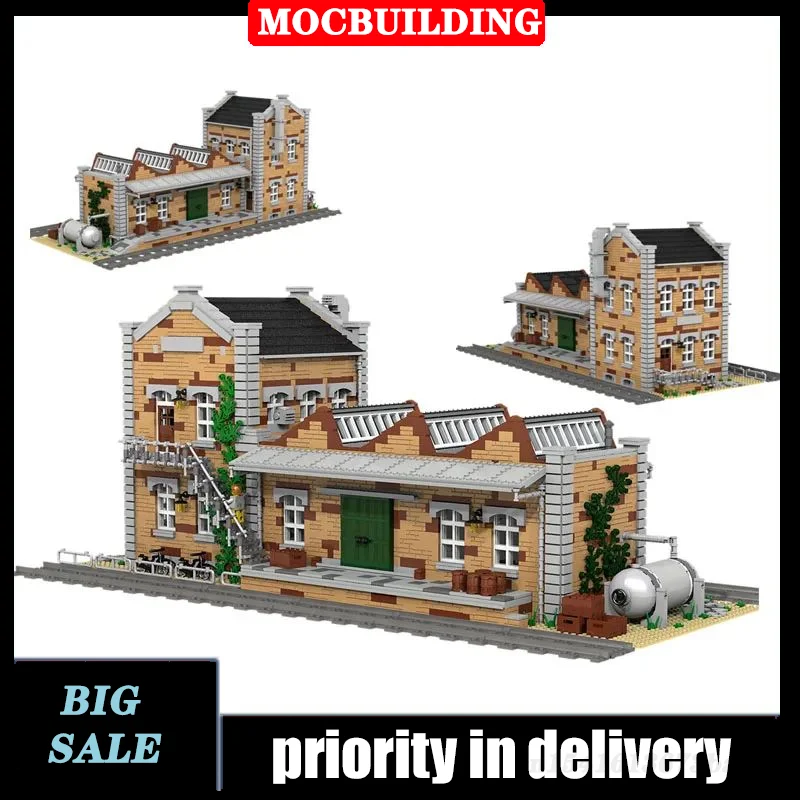 MOC Town Factory Sawtooth Shed modello industriale Building Block Assembly Railway Collection Series Toy Gifts