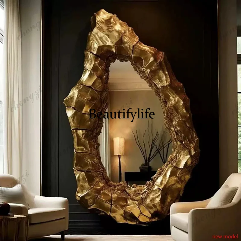 Gold Luxury Decorative Mirror Wall Aesthetic Nordic Irregular Design Mirror Full Body Modern Espejos Decorativos Home Decoration