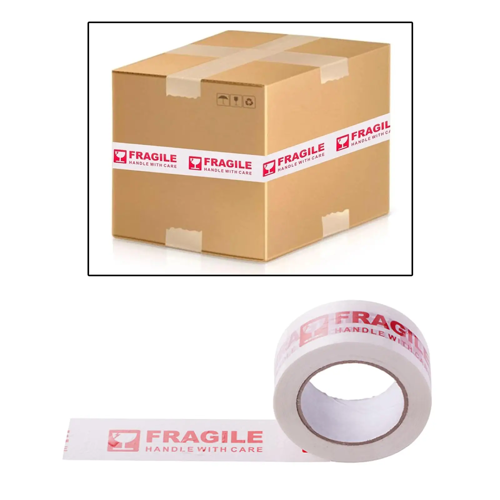 Fragile Marking Tape Handle with Care Strong Adhesive 50mm x 66M Warning Label Sticker Printed for Shipping Box Transportation