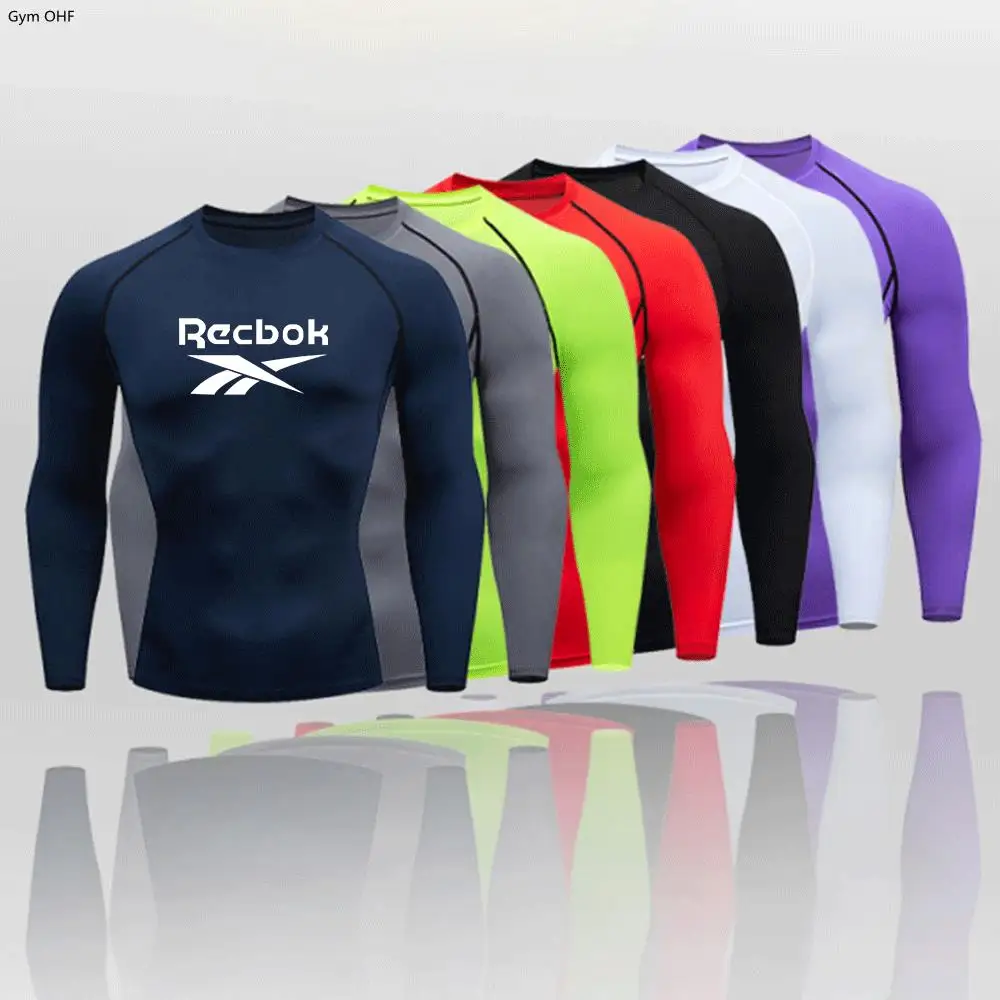 Bodybuilding Sport T-shirt Men Quick Dry Running Shirt Long Sleeve Compression Gym T Shirt Men Fitness Tight Tops Rashgard MMA