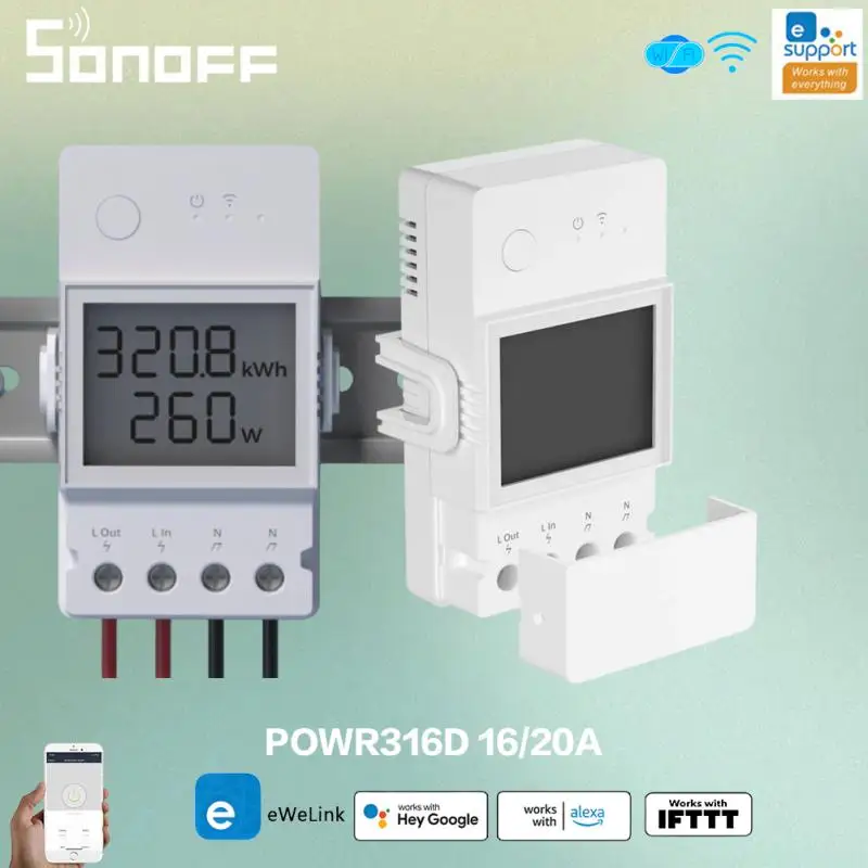 Sonoff-THR320D Wi-Fi Interruptor Inteligente, Interruptor Sem Fio 20A, Módulos De Automação Doméstica Inteligente, Sensor De Temperatura, Monitor De