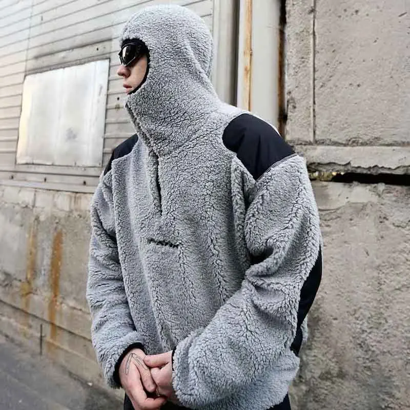 2025 European and American new hoodie Y2K fleece lambhair casual street trend men's and women's hooded pullover