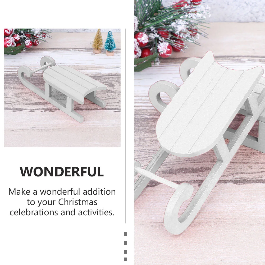 2 PCS Christmas Sleigh Ornaments Stylish Decorations Adornment Sled Delicate Gift Xmas Desktop Wooden Home