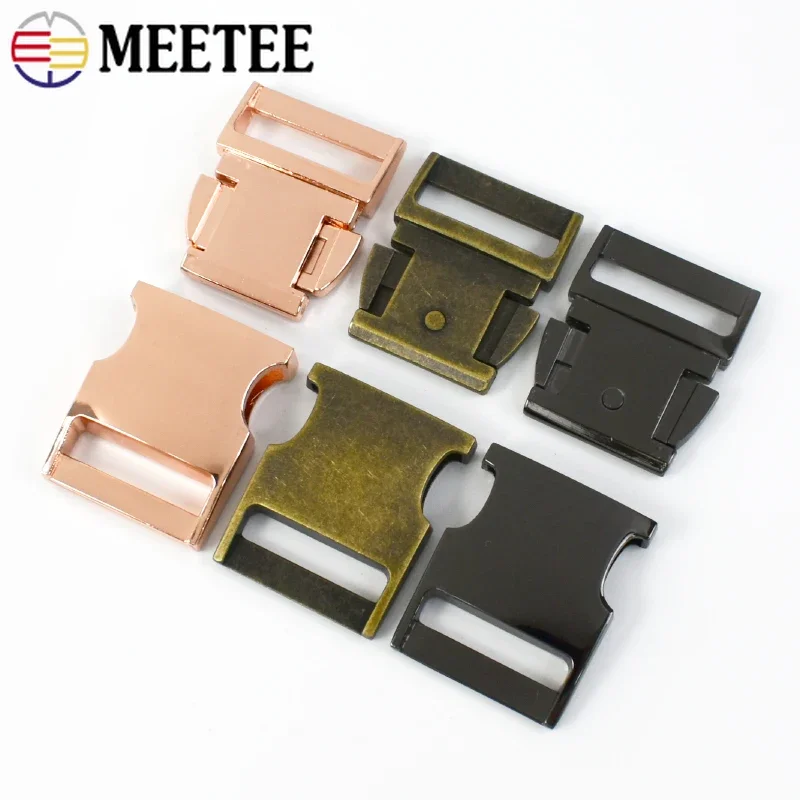 4Pcs Meetee 10-38mm Metal Side Release Buckle Bag Strap Webbing Adjust Clip Clasp Dog Collar Belt Hook DIY Hardware Accessories