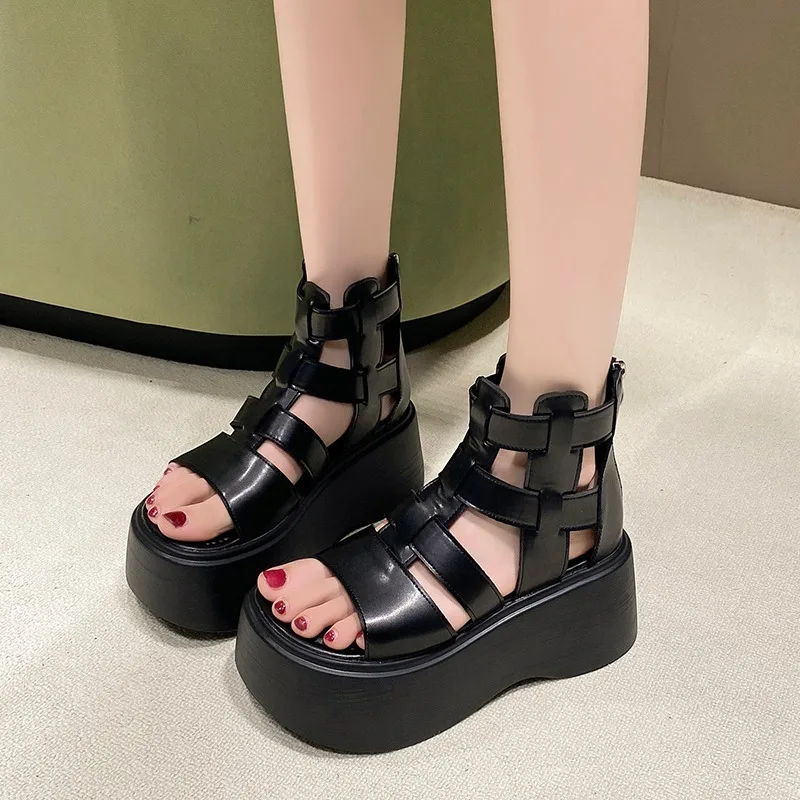 Summer Sandals 7.5CM Wedge Heels Sneakers New  Women Beach Flip Flop High Platform Casual Sandals Breathable Walking Slippers