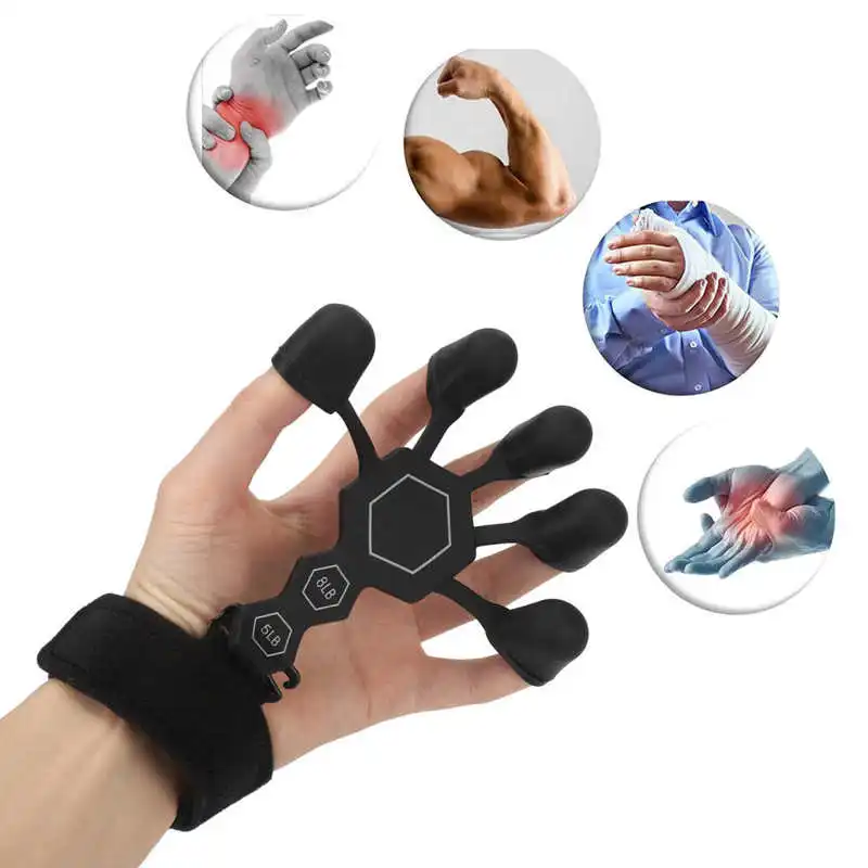 1pcs Silicone Finger Exerciser Finger Exercise Hand Grip Device Stretcher Strengthen Rehabilitation Training Elder Disable Brace