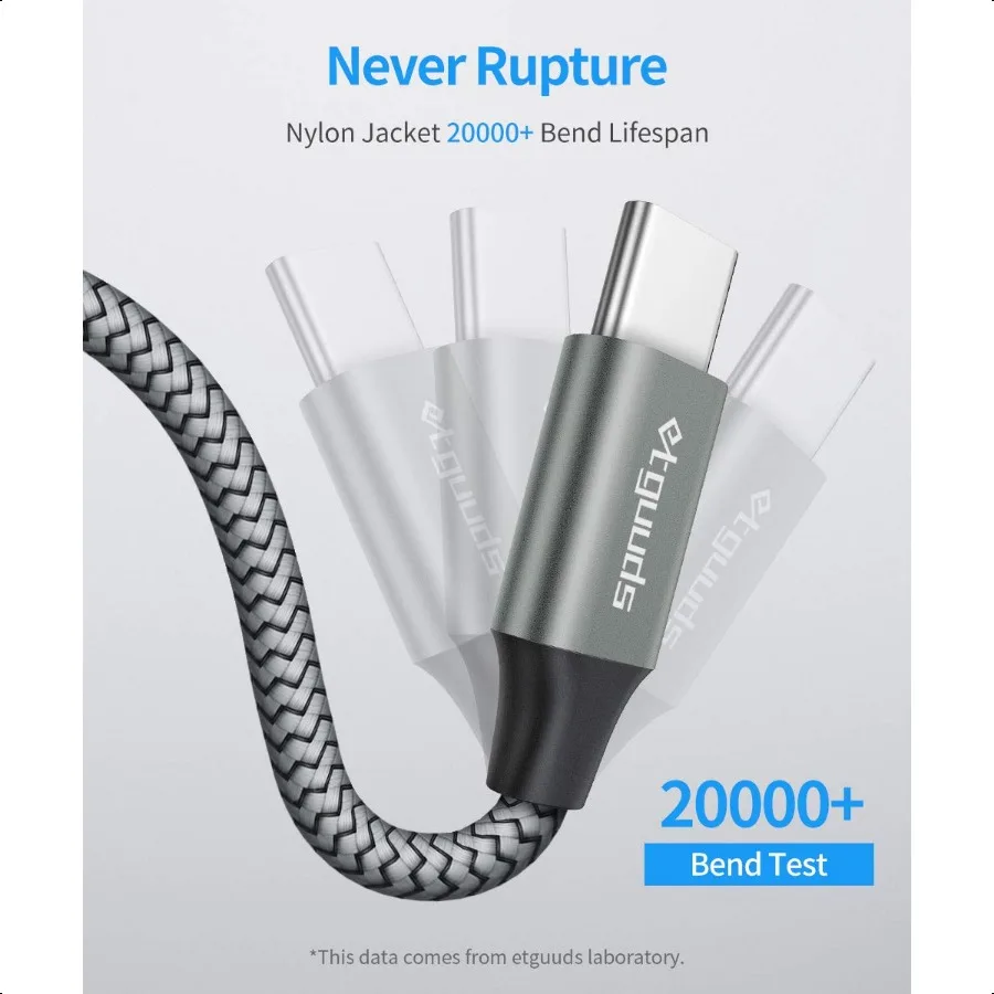 كابل etguuds USB A إلى USB C 5 عبوات 3 3 6 6 10 قدم شحن سريع من النوع C سلك شاحن لهاتف iPhone 16 15 Pro Max Plus لهاتف Samsun