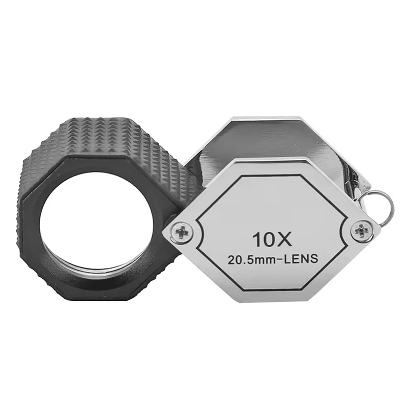 ABUH-New 10X Jewelery Loupe Hexagonal Portable Foldable Pocket Magnifier 20.5Mm Len Optical Magnifying Glass