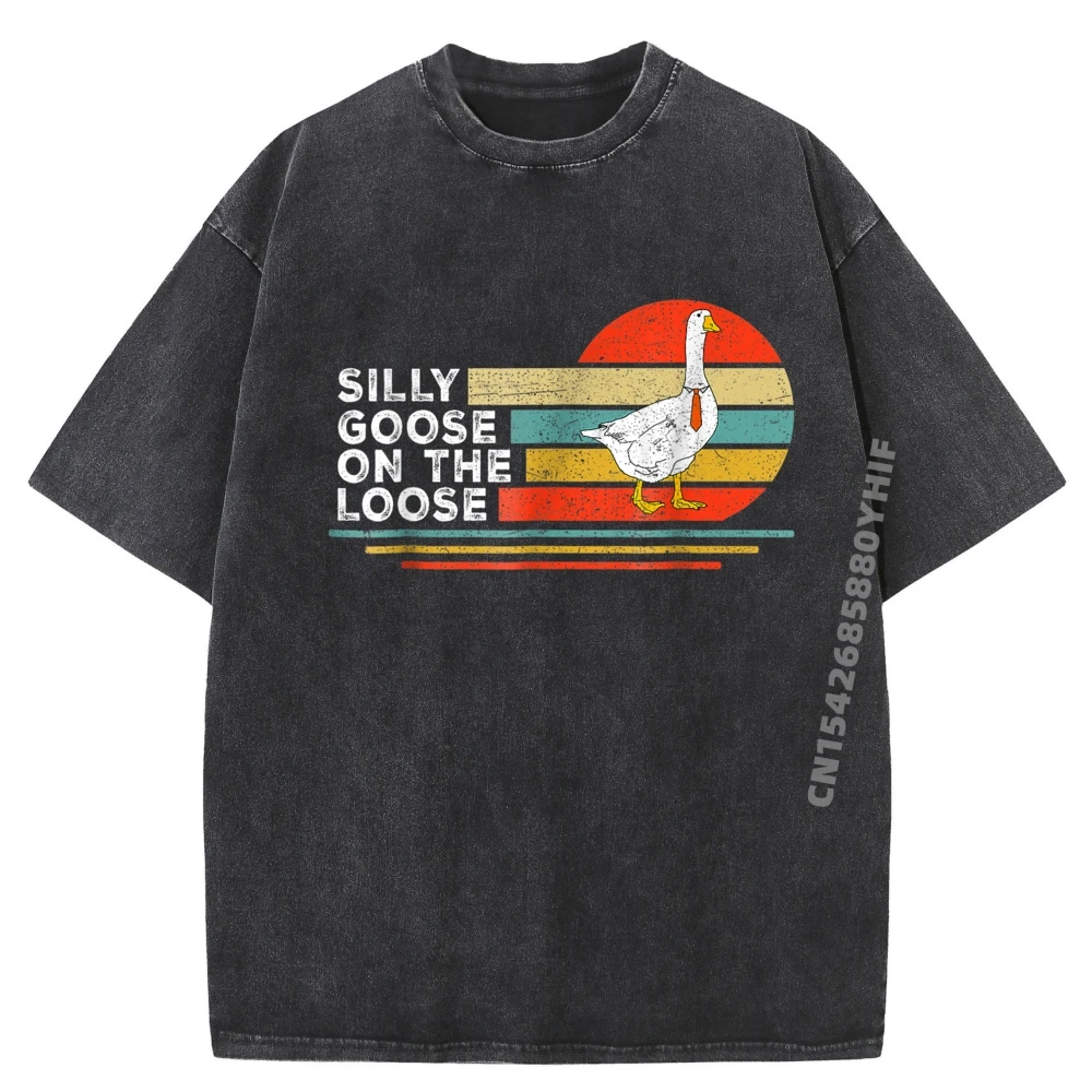 

Discount Silly Goose On The Loose Graphic T-shirts Man Tops Tees Retro Washed Tee Shirt Classic Printed Tshirt