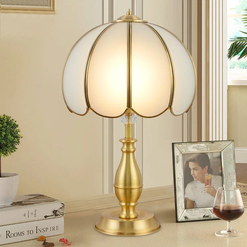 COLIN Contemporary Copper Table Lamp Golden LED Brass Desk Light Creative Decor For Home Bedroom
