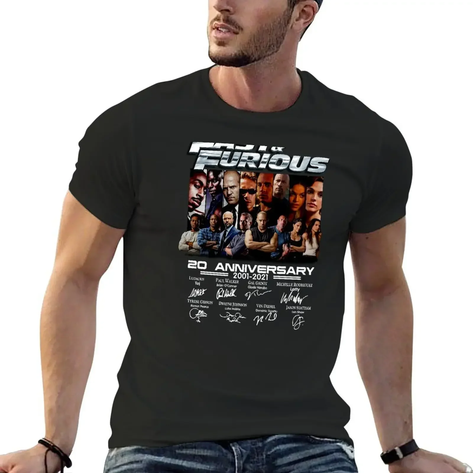 Fast Furious Movie Characters with 20th Anniversary 2001 2021 T-Shirt custom t shirt boys animal print plain t shirts men