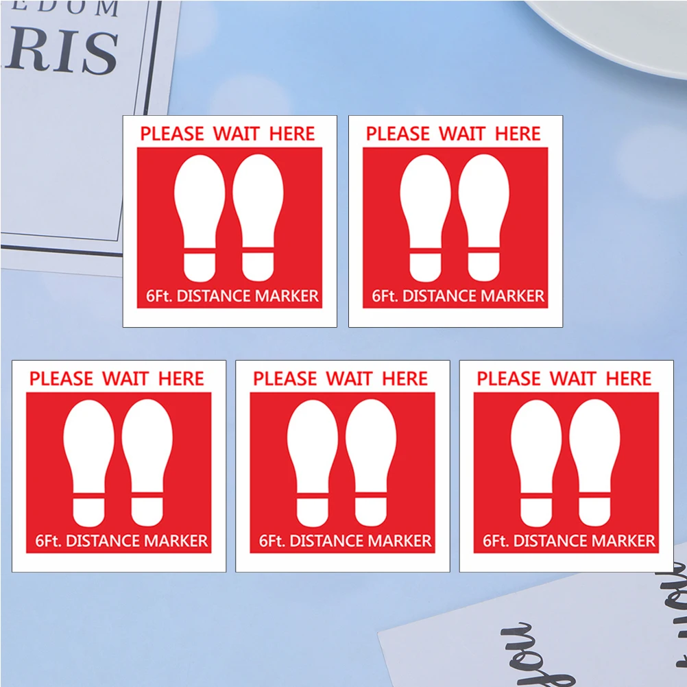 

5 Sheets Pvcsocial Distancing Stickers Decor Safety Decals School Mall Public Places Self-Adhesive Wall Glass Round Keeping