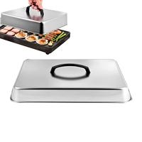 Stainless Steel Frying Pan Covers Barbecue Burgers Sandwiches Steak Pot Lids Rectangular Grill Basting Cover Cheese Melting Dome