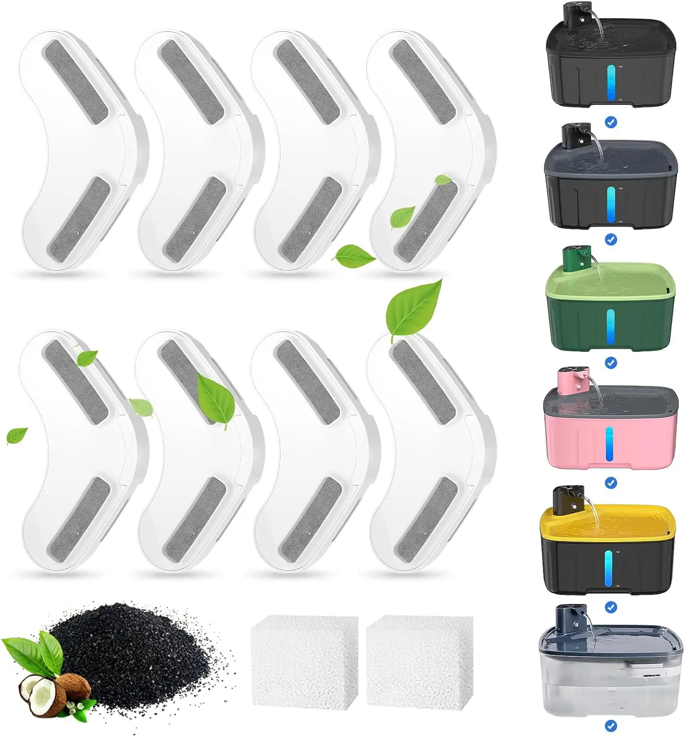 

Набор из 8 сменных фильтров и 2 губок для больших фонтанов для домашних животных, эффективная фильтрация