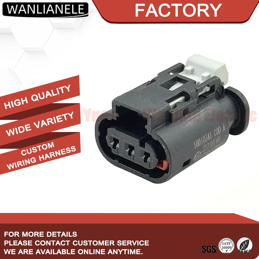 50 Sets 10010341 3 Pin Female Connector Housing MLK 1.2 Sealed Waterproof 9A 18-26 AWG Fit Car Fan Sensor Harness Black