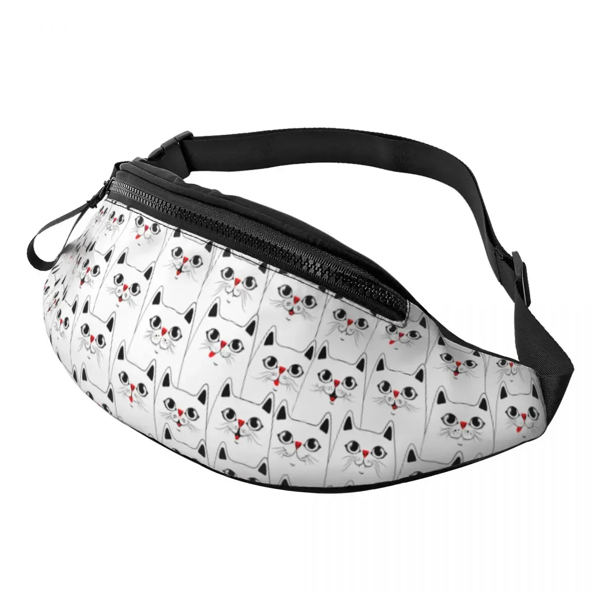 

Funny Cats Pattern Fanny Bag Customized Cartoon Kitten Crossbody Waist Pack Women Men Running Phone Money Pouch