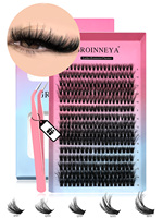 DIY Lash Extension Kit Set 8-16mm Mix Mink Fluffy Eyelashes Individual Lashes Cluster Natural Eyelash extensions Makeup At Home