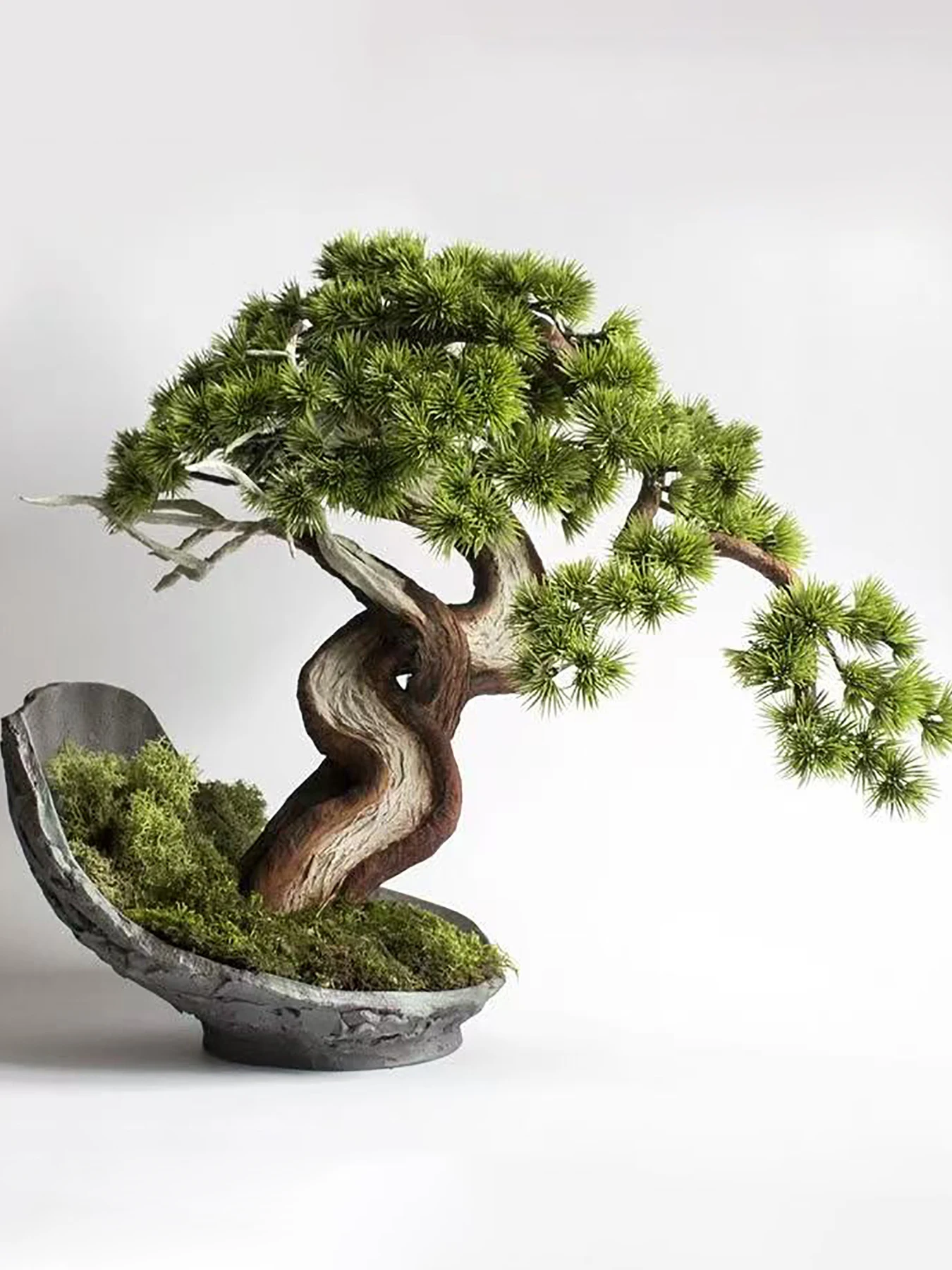 

Новый декоративный искусственный бонсай в китайском стиле для гостиной и прихожей, имитация сосны, настольное украшение для офиса, зеленое растение в стиле дзен
