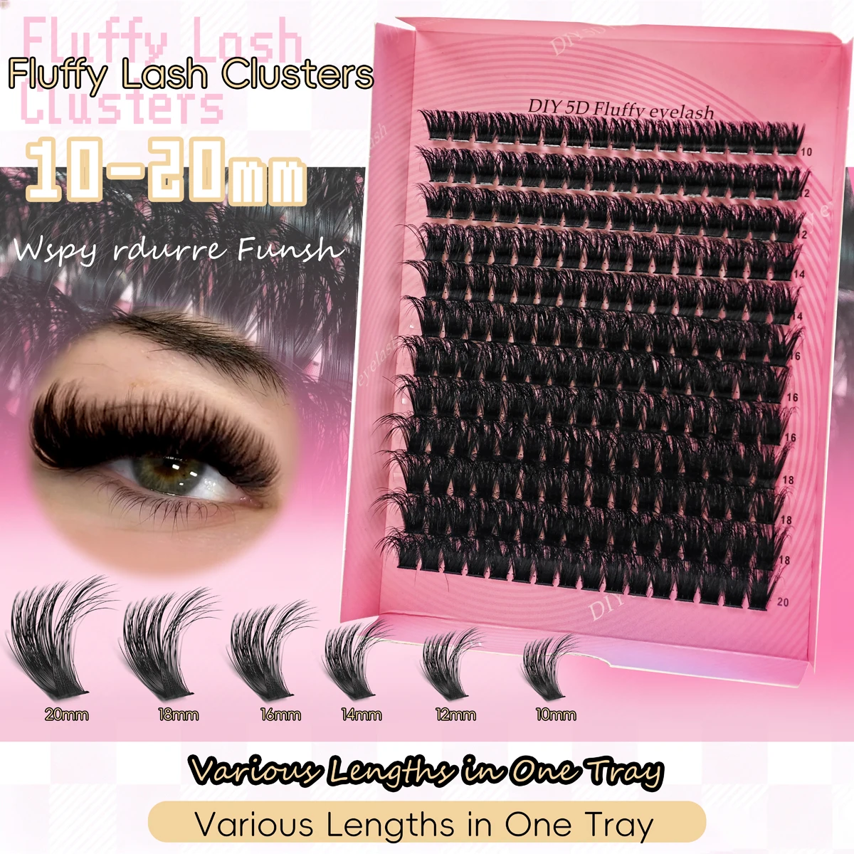Dense cluster lashes with plush fluffy layers. 216 clusters in large capacity. Ideal for Thai glam, stage idol, party and photos