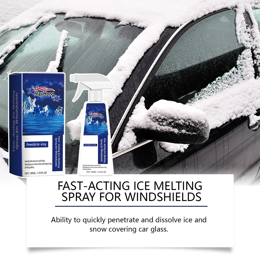 

100ml Car Window Snow Defroster Sprays Front Windshield Ice Removal Spray For Winter Car